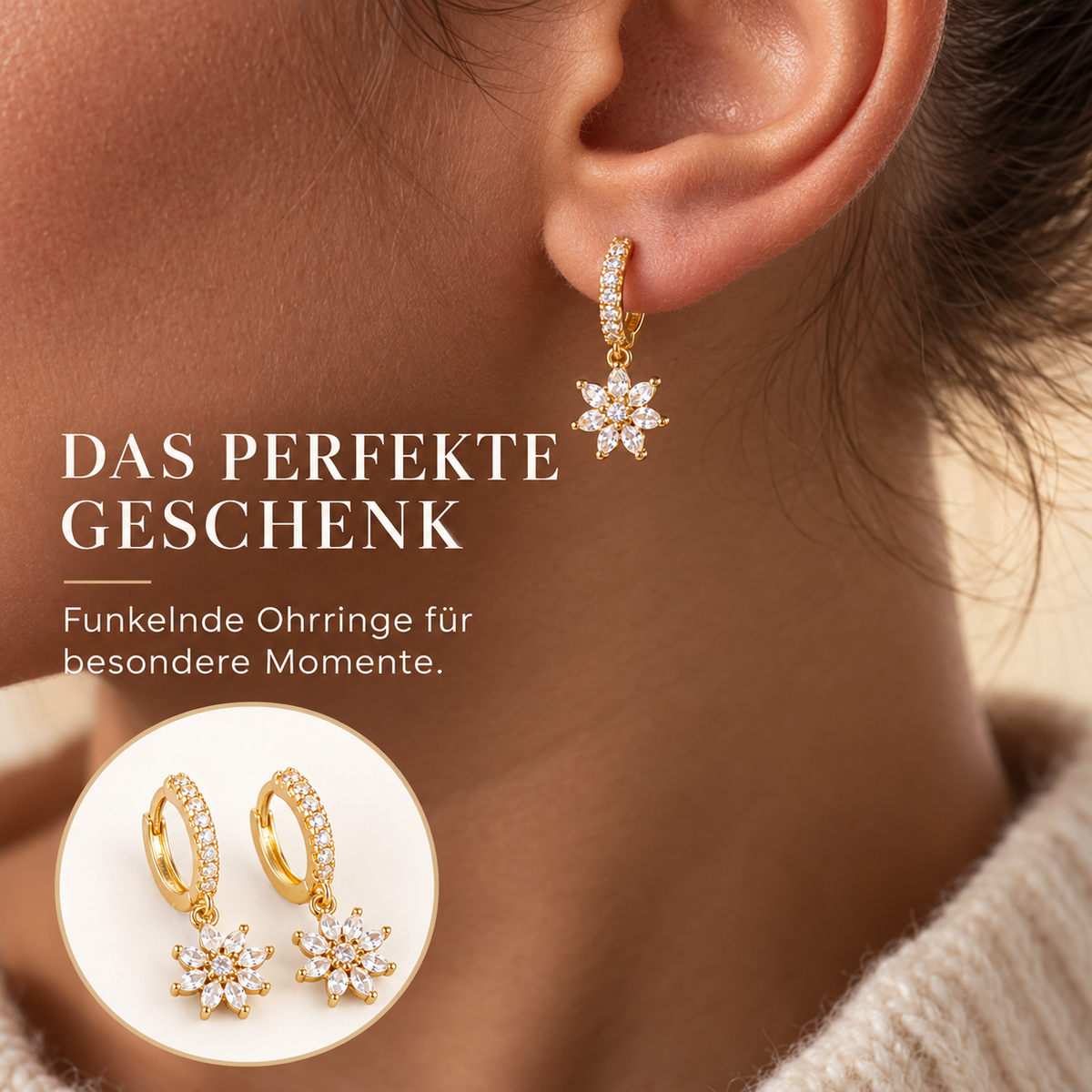 Brivora Blumen-Creolen mit Zirkonia – Gold oder Silber
