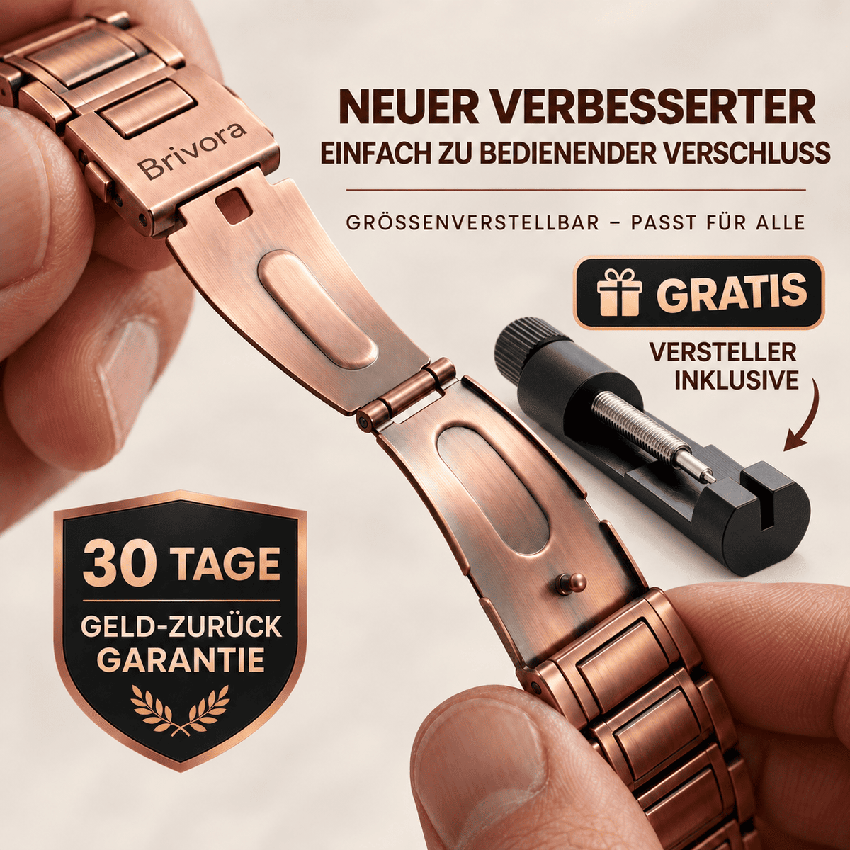 Kupferarmband für Herren · mit Magneten · 22 mm