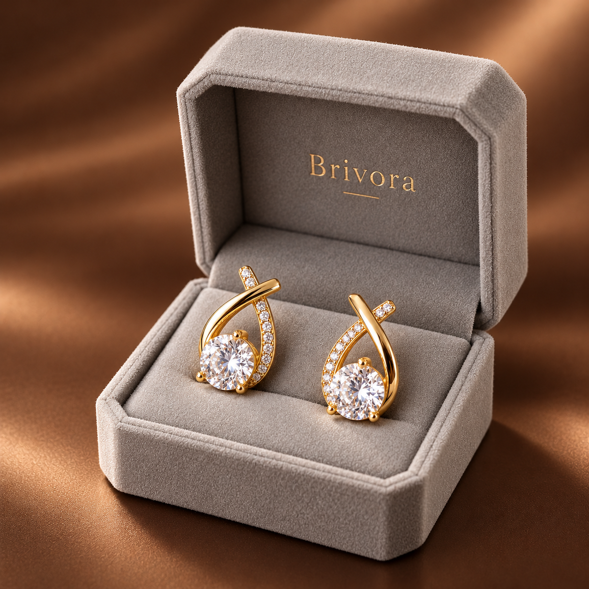 Brivora Ohrstecker im Diamant-Look – Kristall in Tropfenform