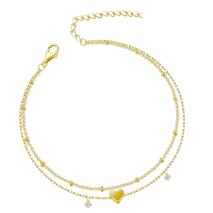 14K Vergoldetes Perlenarmband mit Kristallsteinchen