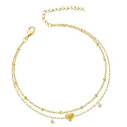 14K Vergoldetes Perlenarmband mit Kristallsteinchen