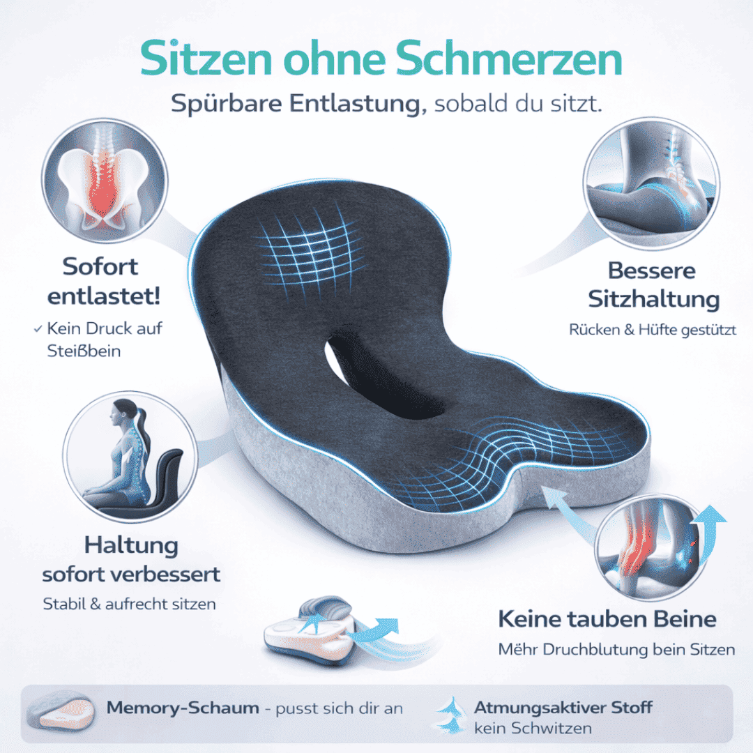 Endlich bequem sitzen – ohne Druck auf Rücken & Steißbein